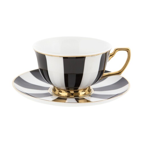 Teacup & Saucer Ebony Stripes