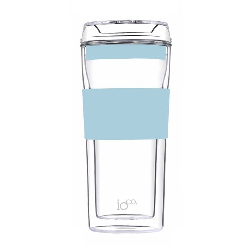 IOco 16oz  Glass Tea & Coffee Traveller - Ocean Blue.