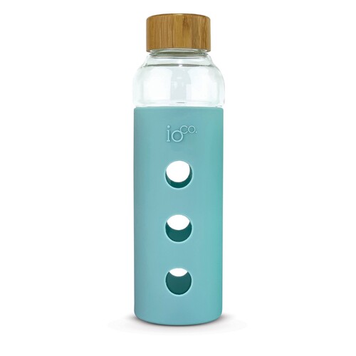 IOco Glass Water Bottle with Bamboo Lid - Cool Breeze