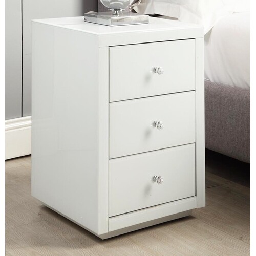 Venice White Glass Bedside Table