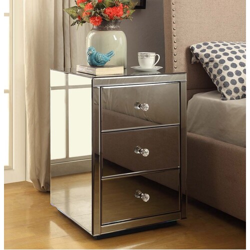 Venice Silver Mirror Bedside Table