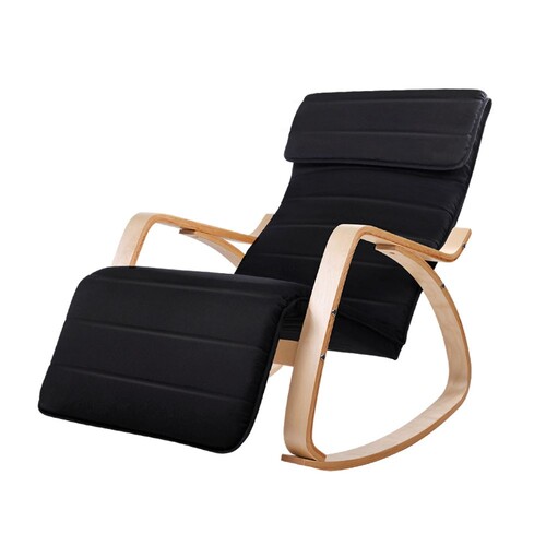 Elara Adjustable Rocking Lounge Arm Chair Black
