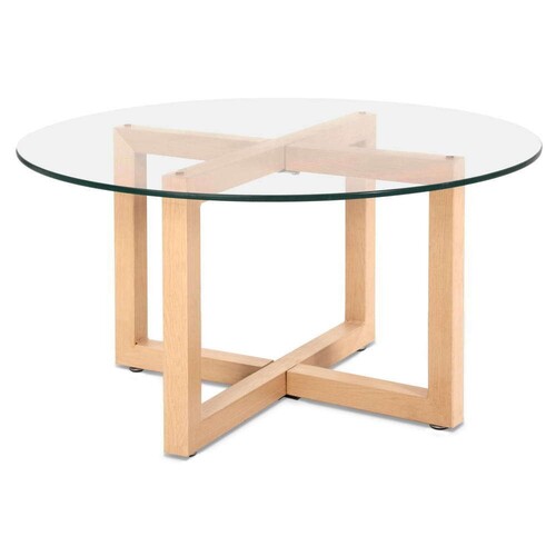 Gwyn Tempered Glass Round Coffee Table - Beige