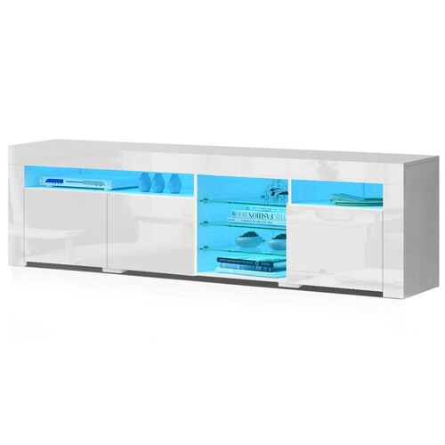 Delta TV Entertainment Unit Stand RGB LED Gloss White 180cm