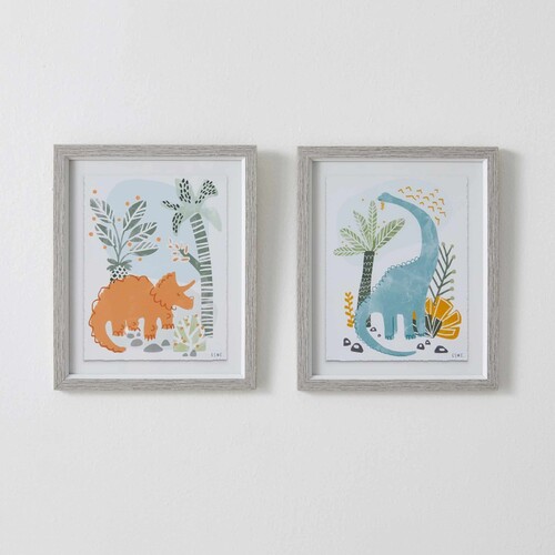 Kid's Framed Wall Art - Dino Set of 2