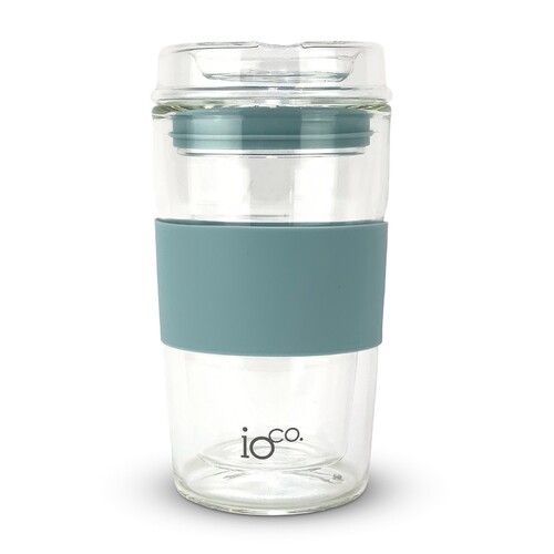 IOco 12oz ALL GLASS Glass Tea & Coffee Traveller - Ocean Blue