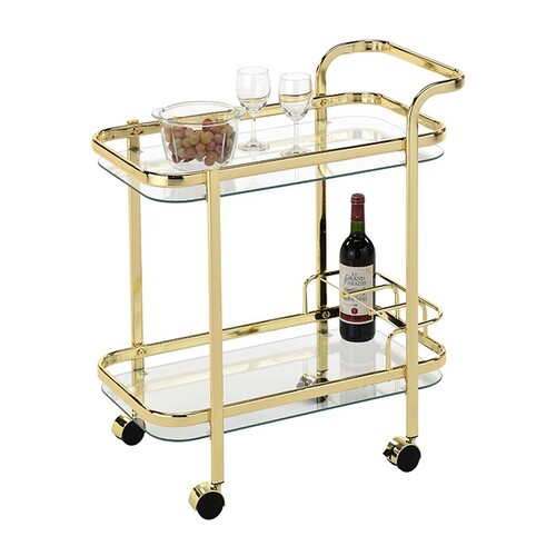 Piaf Gold Mirrored Glass Bottle Holder Bar Cart Trolley