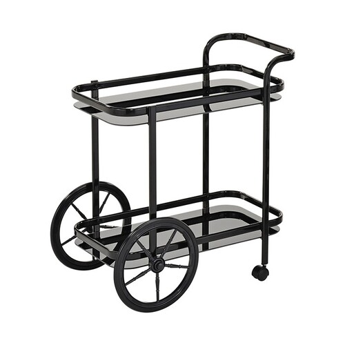 Kroon Black Coach Wheel Bar Cart