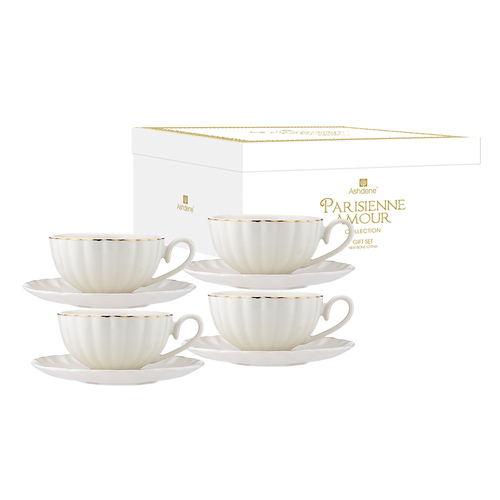 Parisienne Amour White Cup + Saucer Set Of 4