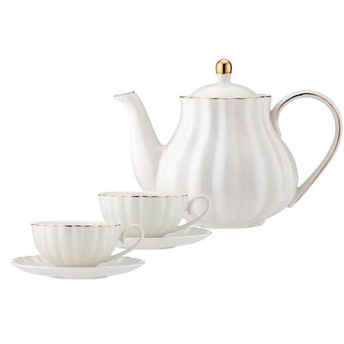 Parisienne Amour White Teapot & 2 Teacup Set