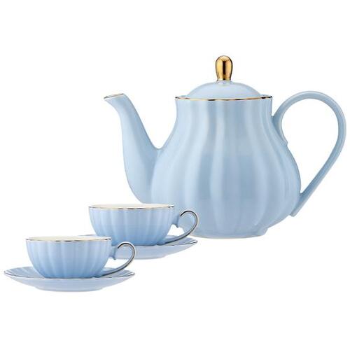 Parisienne Amour Blue Bell Teapot + 2 Teacup Set