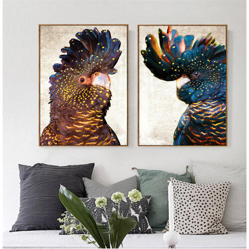 Black Cockatoos Framed Canvas