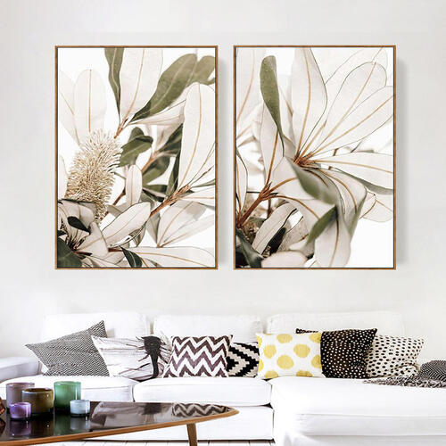 Coastal Bottle Brush and Banksia Framed Canvas