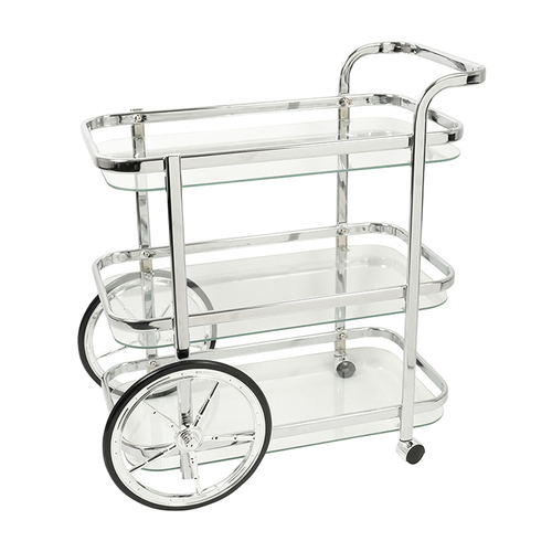 Norris Triple Shelf Bar Cart Trolley Silver