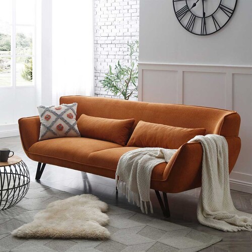 Amber Tan 3 Seater Sofa, Orange