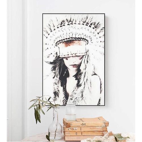 Boho Girl Framed Canvas