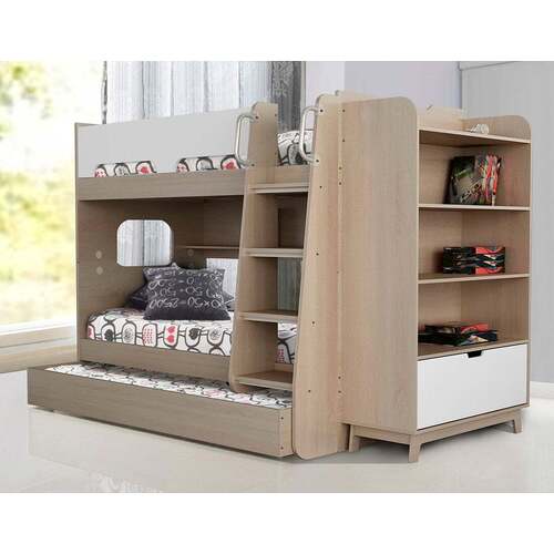 Sidney Trio Single Bunk Bed with Sidney Bookcase