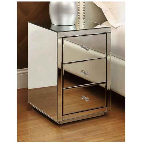 Vegas Silver Mirror Bedside Table