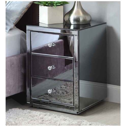 Vegas Smoke Mirrored Bedside Table