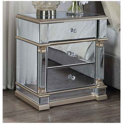 Bedroom Furniture Mirrored Furniture Mirrored Bedside Table