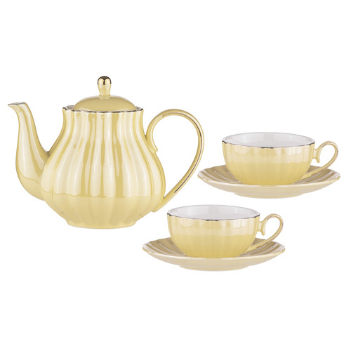 Parisienne Pearl Buttermilk Teapot + 2 Teacup Set