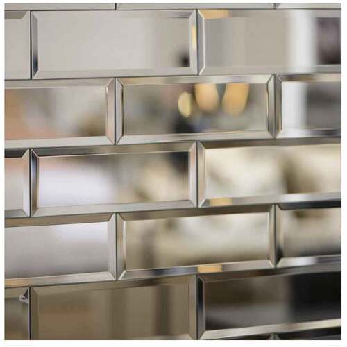 Mirrored Wall Tiles Bevel Edge Brick Style - Box of 22