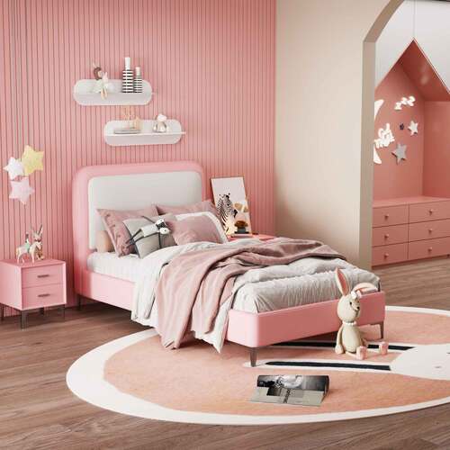 Sammy King Single Bed Frame - Dusty Pink
