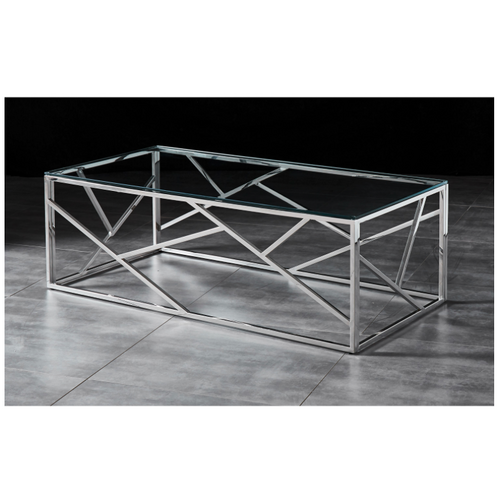 LEO Coffee Table Stainless Steel and Tempered Glass