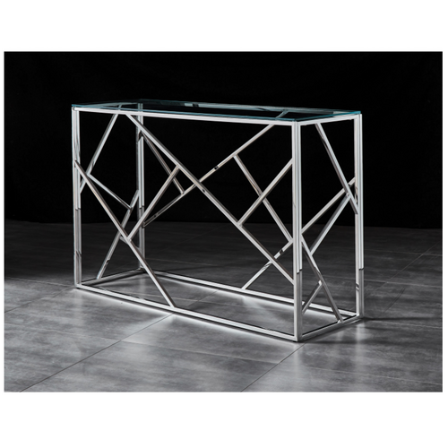 LEO Console Table Stainless Steel and Tempered Glass