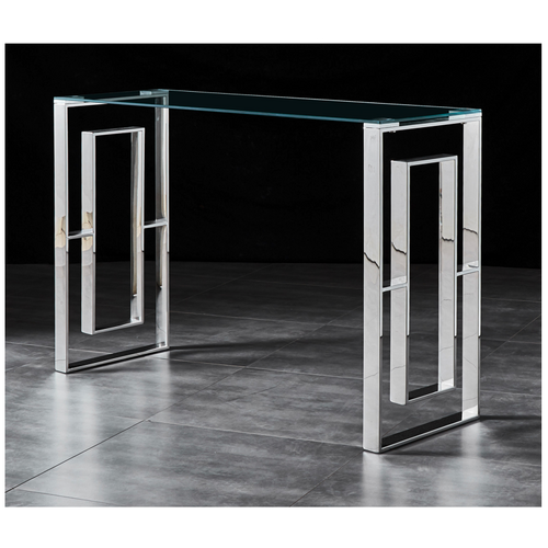 Dalton Console Table Stainless Steel and Tempered Glass