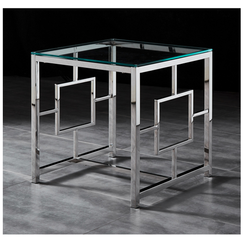 Jordan Side Table Stainless Steel and Tempered Glass
