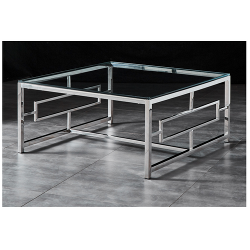 JORDAN Coffee Table Stainless Steel and Tempered Glass