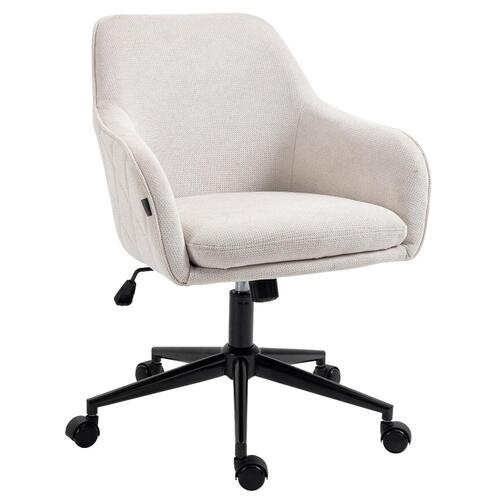 Teddy Beige Linen Fabric Upholstered Office Chair
