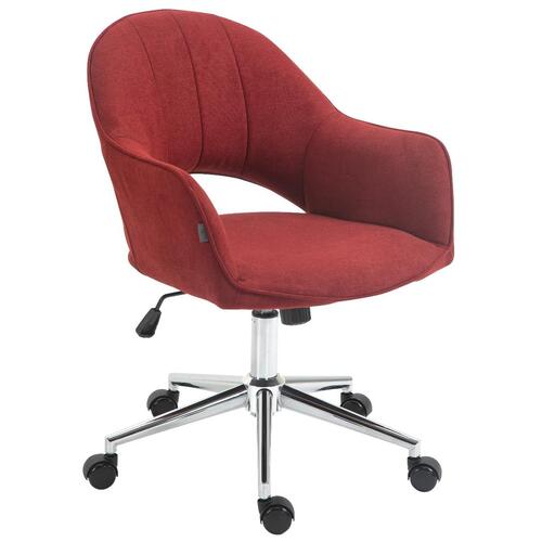 Tulip Wine Red Linen Fabric Office Chair