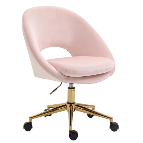 Octavia Pale Pink Velvet Fabric Office Chair