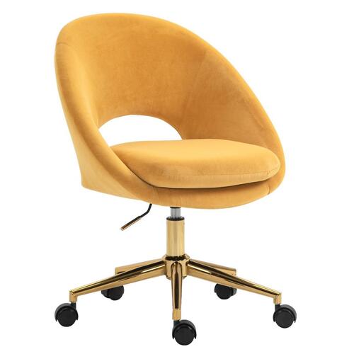 Octavia Yellow Velvet Fabric Office Chair