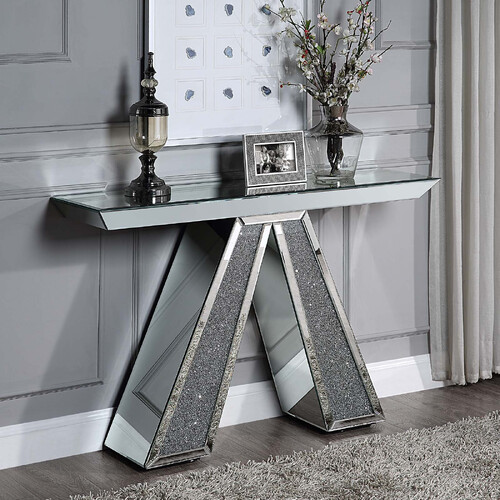 Evita Mirrored Hallway Console Table Crushed Diamonds