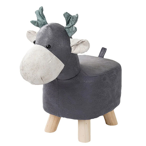 Grey Kids Ottoman Stool Deer Bench Seat
