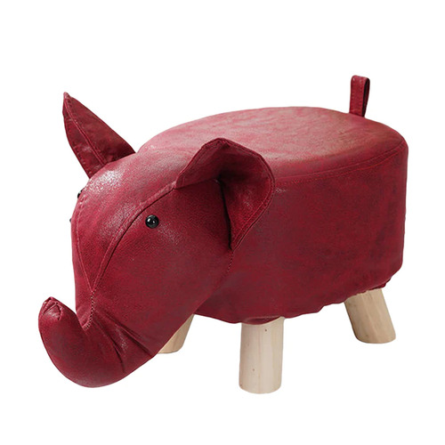 Red Kids Ottoman Stool Elephant Bench Seat