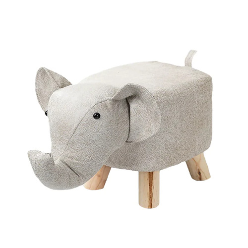 Beige Kids Ottoman Stool Elephant Bench Seat