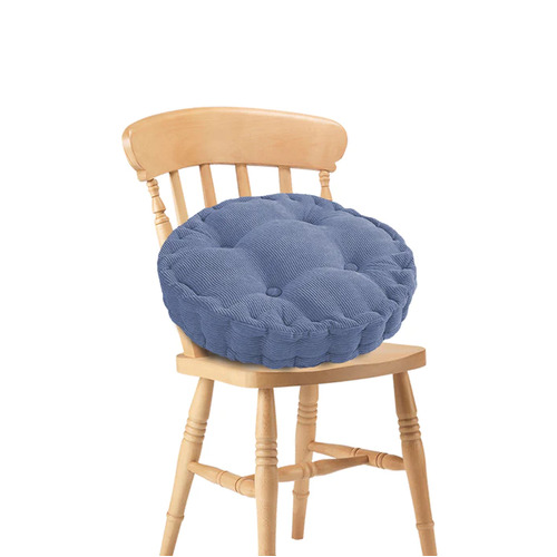 Blue Plush Round Cushion