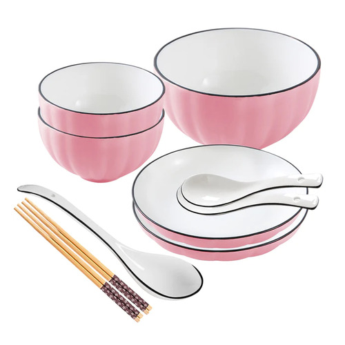 Pink Ceramic Dinnerware Set of 5