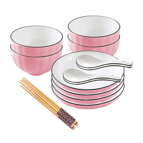 Pink Ceramic Dinnerware Set of 8