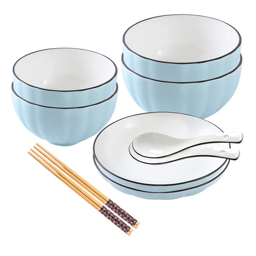 Blue Ceramic Dinnerware Set of 6