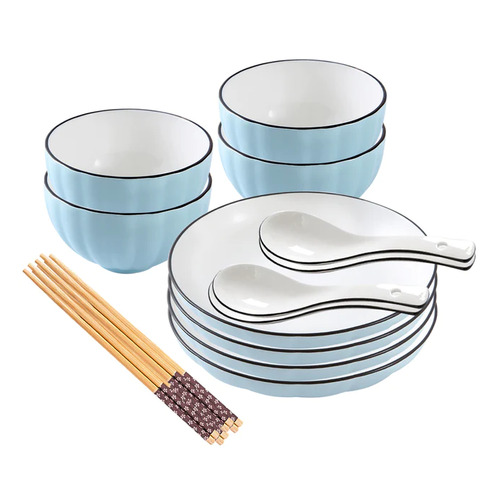 Blue Ceramic Dinnerware Set of 8