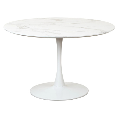 Elly Marble Effect Round Dining Sevella White