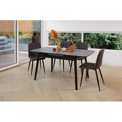 Nena Extension Dining Table, Greystone Ceramic