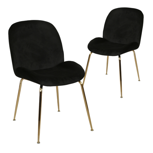 Ivonne Velvet Dining Chairs, Black Set of 2