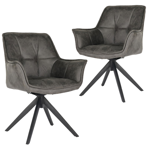 Beaumont Ultrasuede Fabric Swivel Dining Chair, Grey Set of 2