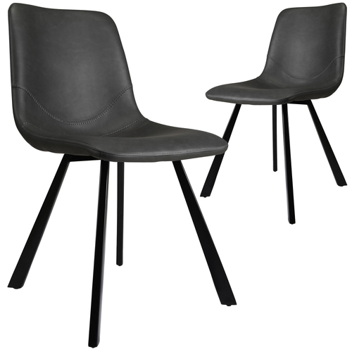 Trac Faux Leather Dining Chair, Antique Black Set of 2